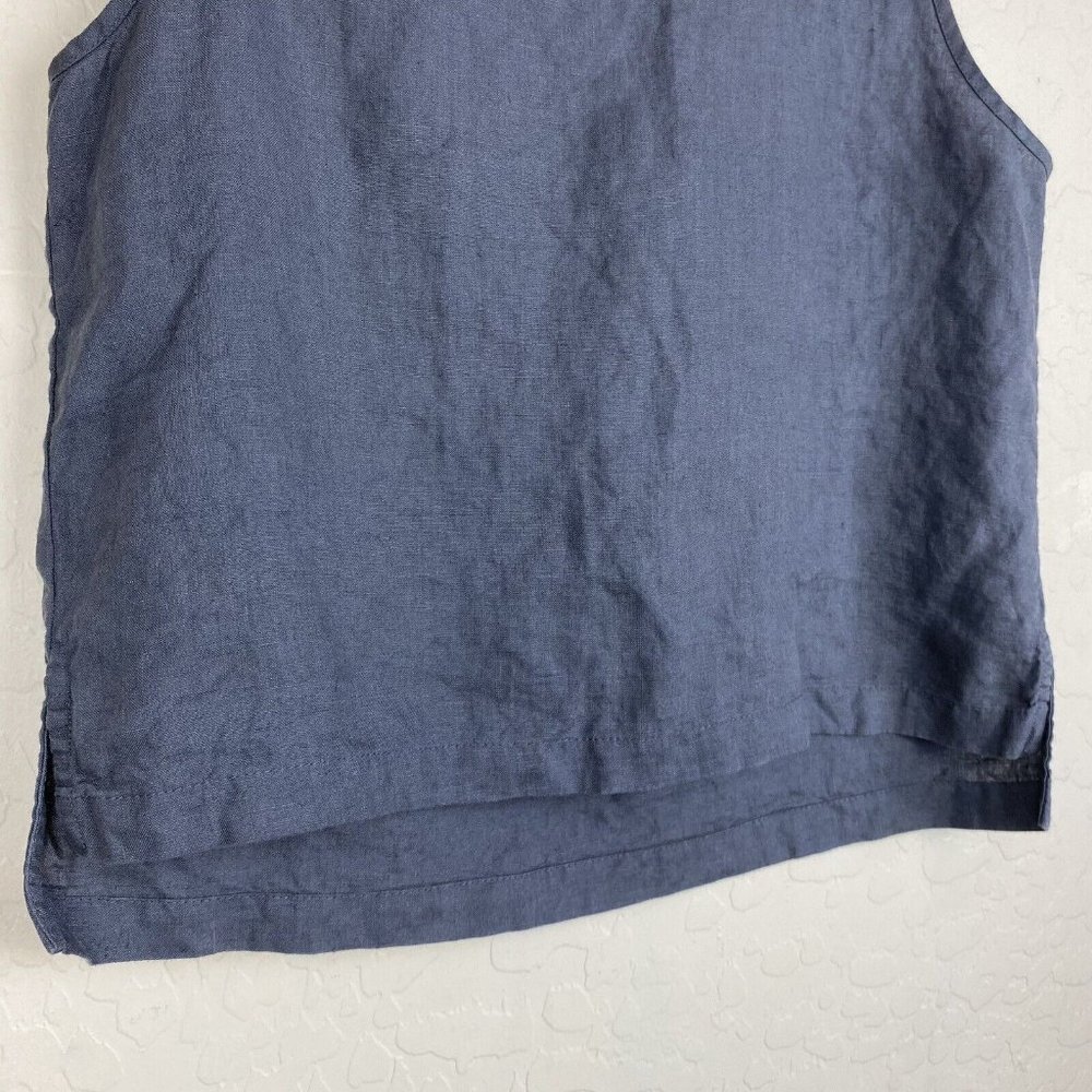 SOLD Parachute Linen Tank Coal Gray Size XS Scoop Neck Cropped Lagenlook - Picture 5 of 8